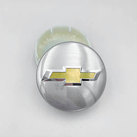 Ковпачки (заглушки) на литі диски CHEVROLET (Шевроле) 63 мм Хром жовтий логотип