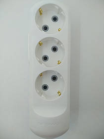 Колодка 3 гнізда із заземленням, біла, NEOMAX