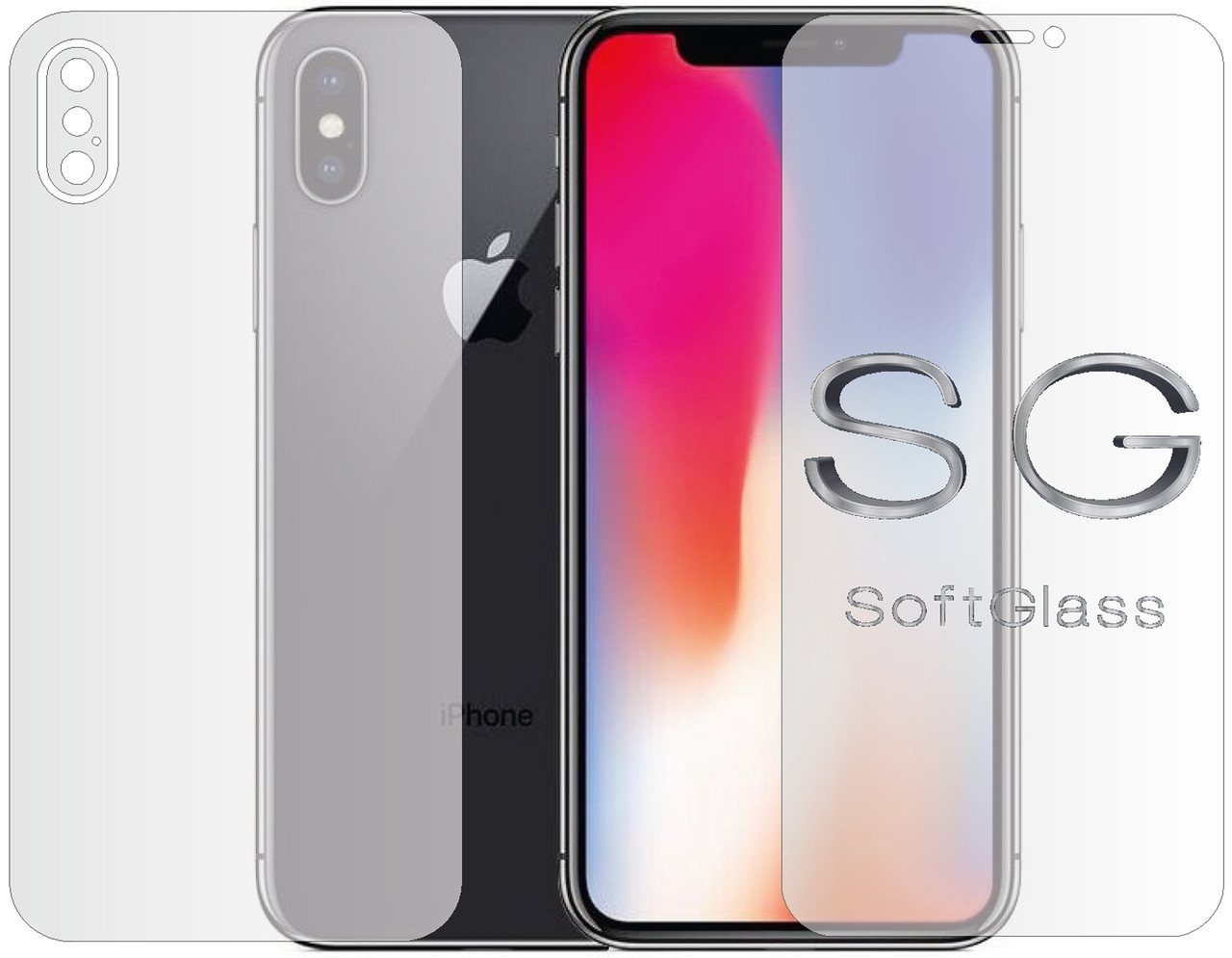 Бронеплівка для Apple iPhone X комплект: для передньої і задньої панелі зносостійка поліуретанова SoftGlass, фото 1