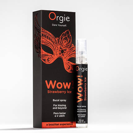 Спрей для оральних ласк Orgie WOW! STRAWBERRY ICE 10 мл полуниця, фото 1