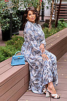 Платье Sofia 8636/1 в синем цвете с супер-мягкой тканью (принт) и поясом: стильное, комфортное и универсальное