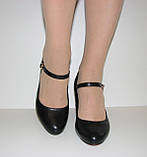 Туфлі жіночі чорні екошкіра на стійкому підборі розмір 36, фото 2