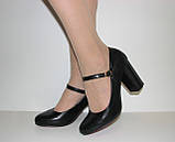 Туфлі жіночі чорні екошкіра на стійкому підборі розмір 36, фото 3