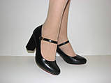 Жіночі чорні туфлі екошкіра на стійкому підборі розмір 36, фото 6
