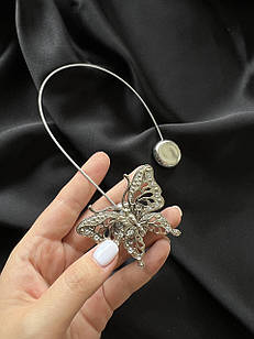 Магніти для штор та тюлі "Метелик", колір: срібний