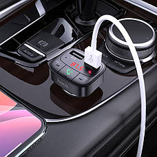 FM модулятор трансмітер HOCO E59 Promise QC3.0 Bluetooth 5.0 адаптер Зарядний пристрій Чорний, фото 5