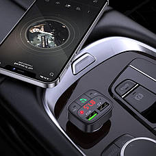 FM модулятор трансмітер HOCO E59 Promise QC3.0 Bluetooth 5.0 адаптер Зарядний пристрій Чорний, фото 6