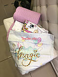 Комплект постільноі білизни для новонароджених  з вязаним пледом First Choice Satin baby MAGIC, фото 6