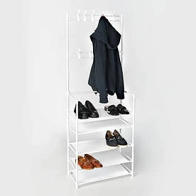 Вішалка для одягу з полицями для взуття підлогова
