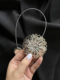 Магніти для штор та тюлі "Квітка", колір: срібний