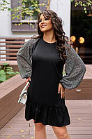 Платье Sofia 8654 черного цвета с супер-мягкой тканью и шифоновыми рукавами.