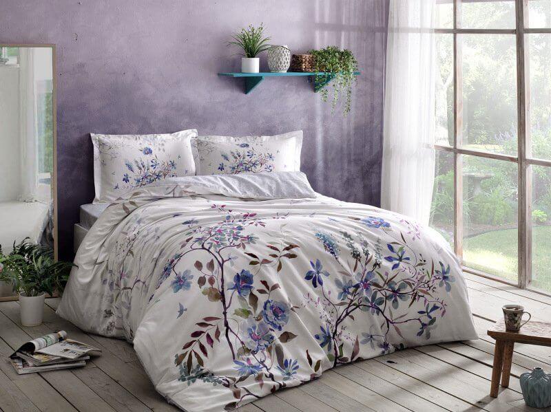 Сімейна Турецька Постільна Білизна TAC Lindy Сатин 160х220см (2 шт), фото 1