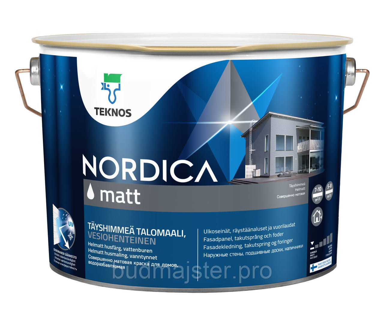 Фарба TEKNOS NORDICA MATT для дерев’яних поверхонь, 9 л. Б1