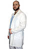 Класичний білий чоловічий халат з довгим рукавом на ґудзиках, фото 2