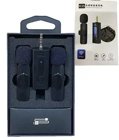 Петличный беспроводной микрофон K35 plus 2в1, Петличка для блоггеров 3 ...