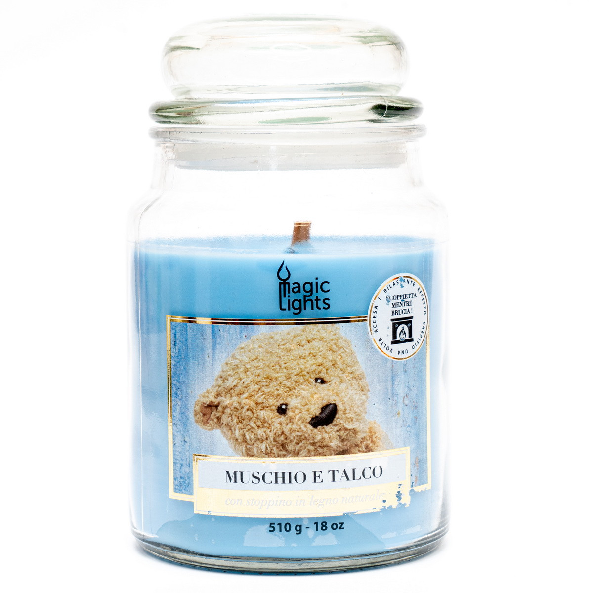 Ароматична свічка Magic Lights, аромат тальк та мускус, 510 гр, блакитна арт. 90072, фото 1