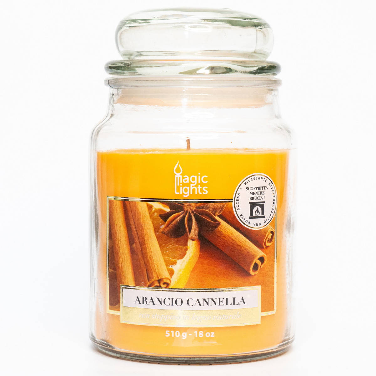 Ароматична свічка Magic Lights, аромат Апельсин та кориця, 510 гр, помаранчева арт. 90078, фото 1