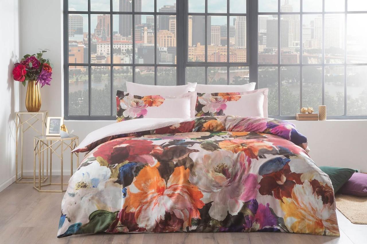 Сімейна Турецька Постільна Білизна TAC Moise Сатин Digital 160х220см (2 шт), фото 1