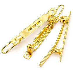 Основа для шпильки автомат прямокутна з двома отворами 40х5 мм Золото 10 шт.