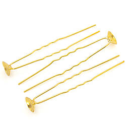 Шпилька з основою для декору 5 шт. 66 мм платформа 10 мм Золото