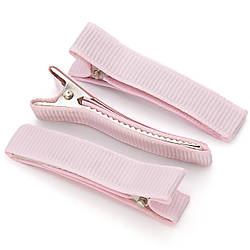 Шпилька Крокодил з репсовою стрічкою 5 шт. 50х10 мм Рожевий світлий