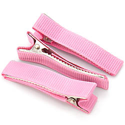 Шпилька Крокодил з репсовою стрічкою 5 шт. 50х10 мм Рожевий