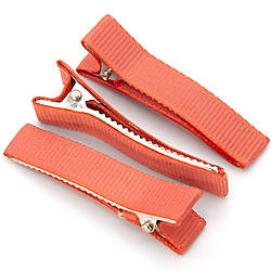 Шпилька Крокодил з репсовою стрічкою 5 шт. 50х10 мм Кораловий