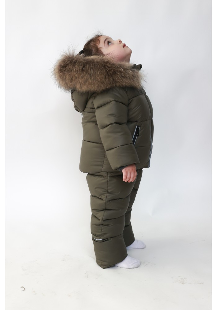 Детский зимний комбинезон Glamour kids хаки - фото 2 - id-p1909692595