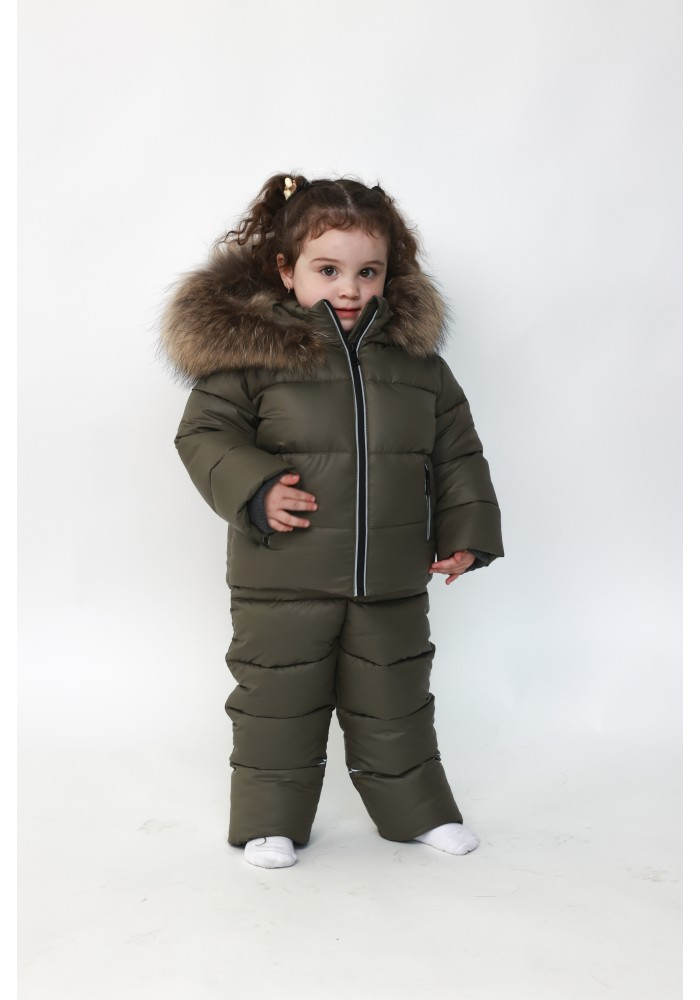 Детский зимний комбинезон Glamour kids хаки - фото 1 - id-p1909692595