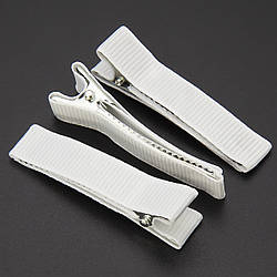 Шпилька Крокодил з репсовою стрічкою 5 шт. 50х10 мм Білий