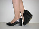 Жіночі чорні туфлі екошкіра на стійкому підборі розмір 36, фото 2