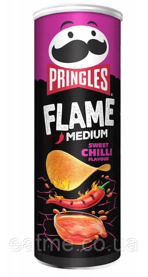 Pringles medium sweet chili Гострі чіпси зі смаком соусу «солодкий Чілі» 160g