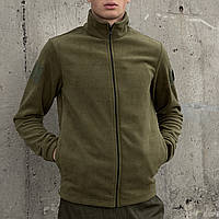 Тактична кофта флісова олива Військова чоловіча фліска з високим коміром