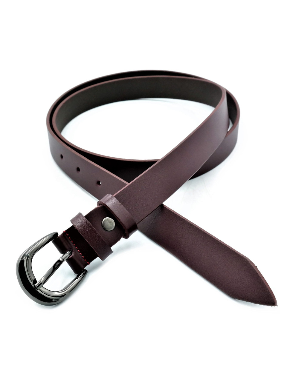 Жіночий шкіряний ремінь 2,3 х 115-120 см Lemon Колір Темно-червоний (бордовий) zhin-ua-23k-017, фото 1