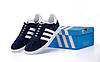 Кросівки чоловічі Adidas Gazelle Blue White (сині з білим) Адідас Газель Замшеві кеди В'єтнам Унісекс, фото 2