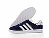 Кросівки чоловічі Adidas Gazelle Blue White (сині з білим) Адідас Газель Замшеві кеди В'єтнам Унісекс, фото 5