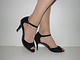Жіночі замшеві чорні босоніжки на шпильці 37 39, фото 5
