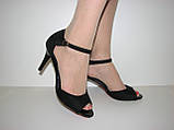 Чорні жіночі замшеві босоніжки на шпильці 37 39, фото 4