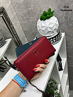 АКЦИЯ. Красный - удобный и вместительный женский кошелек на молнии - 20х10 см (1346)