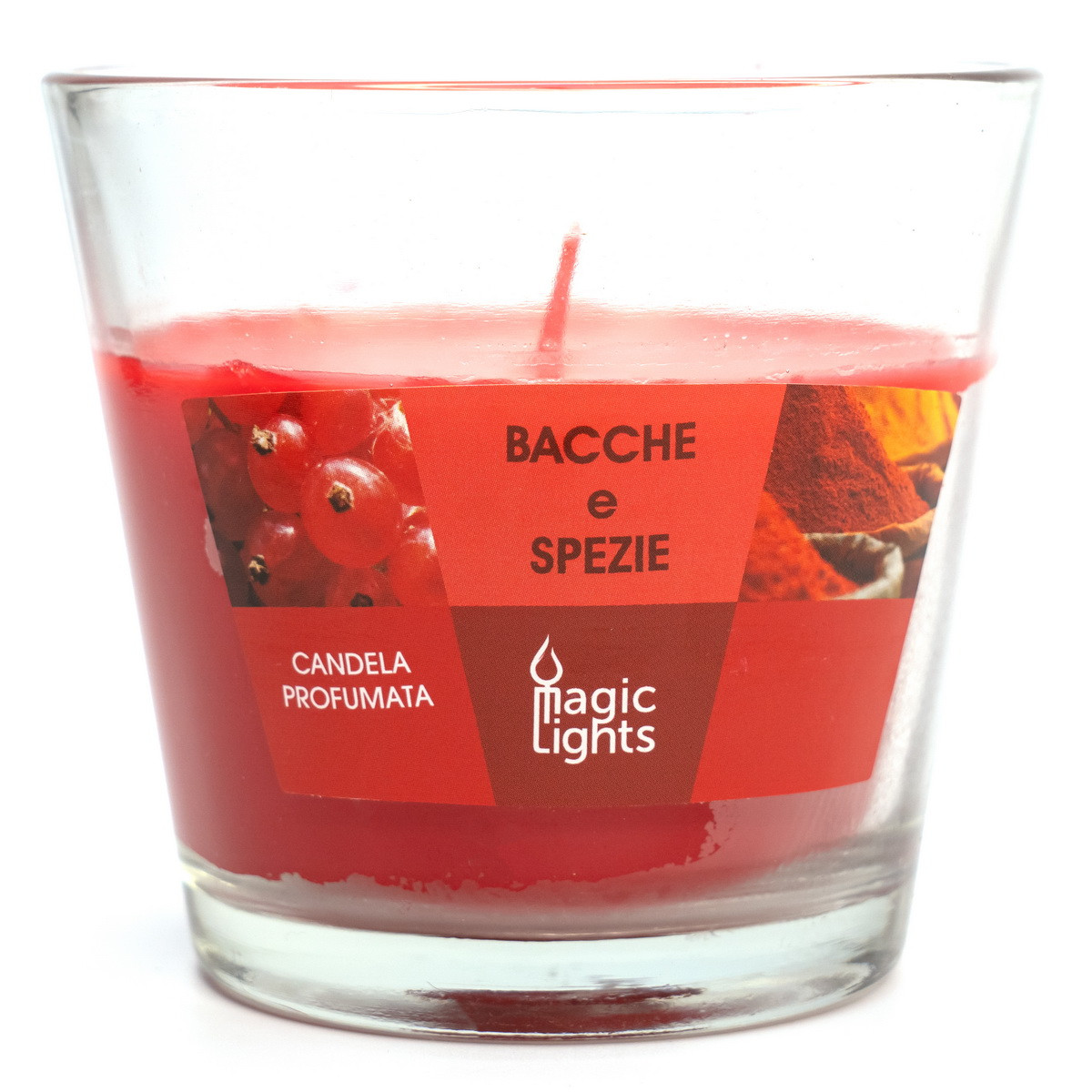 Ароматична свічка Magic Lights, аромат Червоні фрукти, 140 гр, 8*9 см, червона (90035)