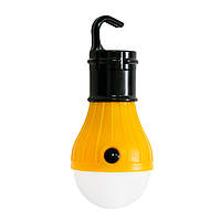 Портативная лампочка на батарейках 3хААА Черно-оранжевая, кемпинговая лампа с крючком для палатки (NS)