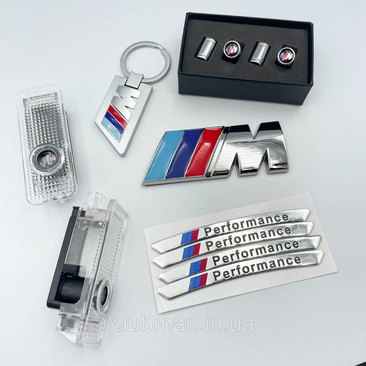 Подарунковий комплект BMW M-performance. Наклейки, корпус, проектор, брелок, накладки (БМВ)