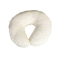 Подушка підкова махрова (дорожня, під шию, рогалик, для нарощування вій). Молочна