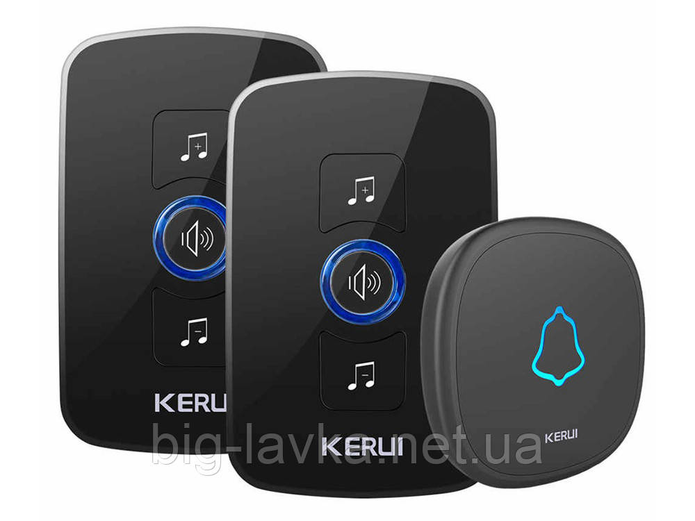 Smart дверний дзвінок Kerul M 525 бездротової 2 приемника 1 кнопка Чорний
