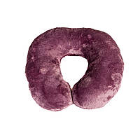 Подушка підкова махрова (дорожня, під шию, рогалик, для нарощування вій). Темно бузкова