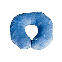 Подушка підкова махрова (дорожня, під шию, рогалик, для нарощування вій). Небесно блакитна
