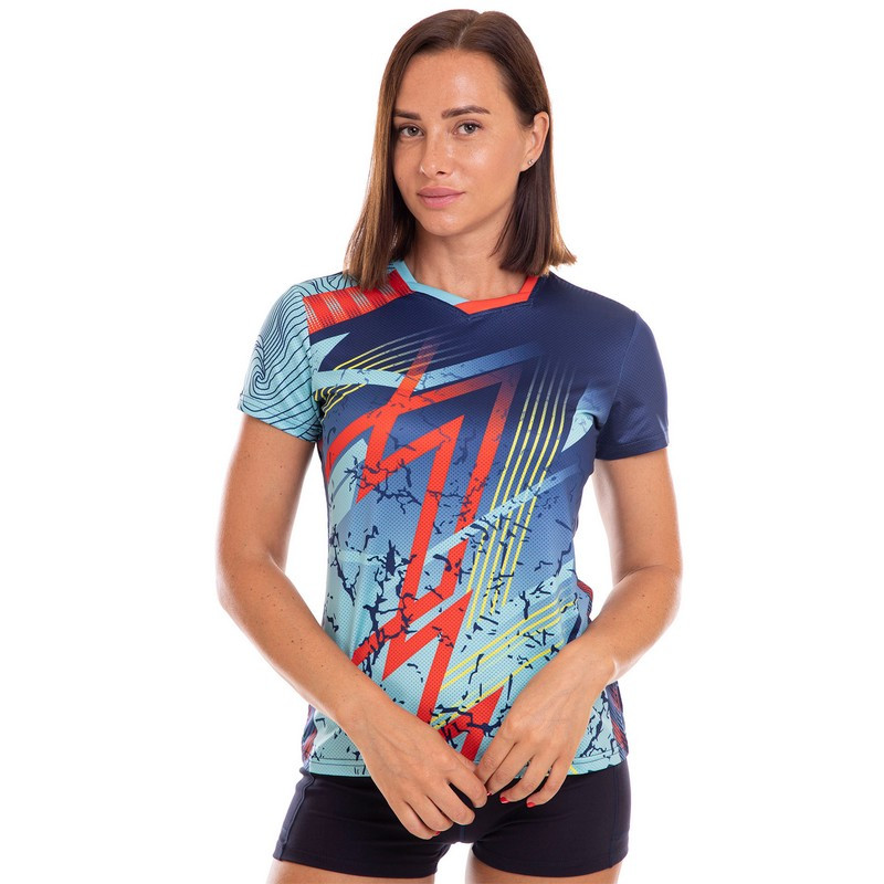 Футболка жіноча спортивна для фітнесу Zelart Sport Team 7330 розмір XL (170-175 см) Mint-Deep Blue