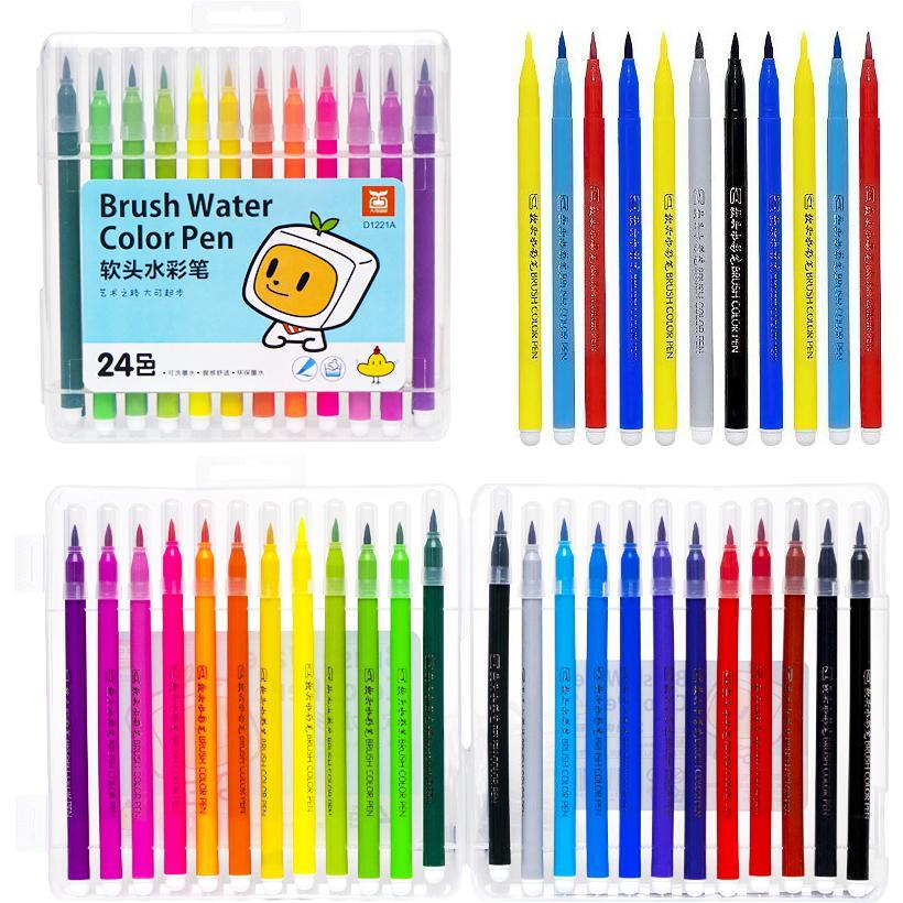 Фломастер – пензлик у пластиковому боксі 24 кольори 1221 в упаковці 24 шт, фото 1