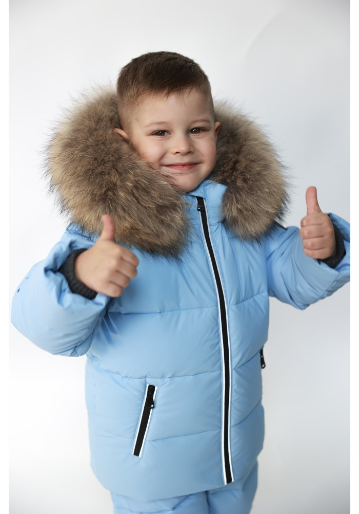 Детский зимний комбинезон Glamour kids эко кожа Голубой - фото 2 - id-p1909735834