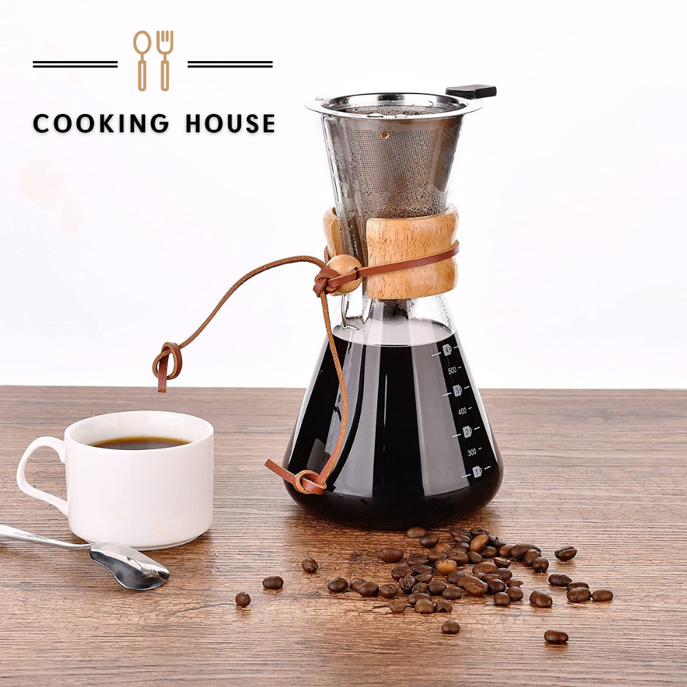 Кемекс для кави з багаторазовим фільтром. Декантер. Пуровер. Склянна кавоварка Cooking House hotdeal   - 600 мл, фото 1